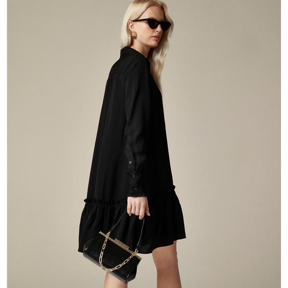 J.Crew Amelia Popover Shirtdress Drapey Viscose Twill Burgundy Ruffle 2X NWT - Picture 7 of 15